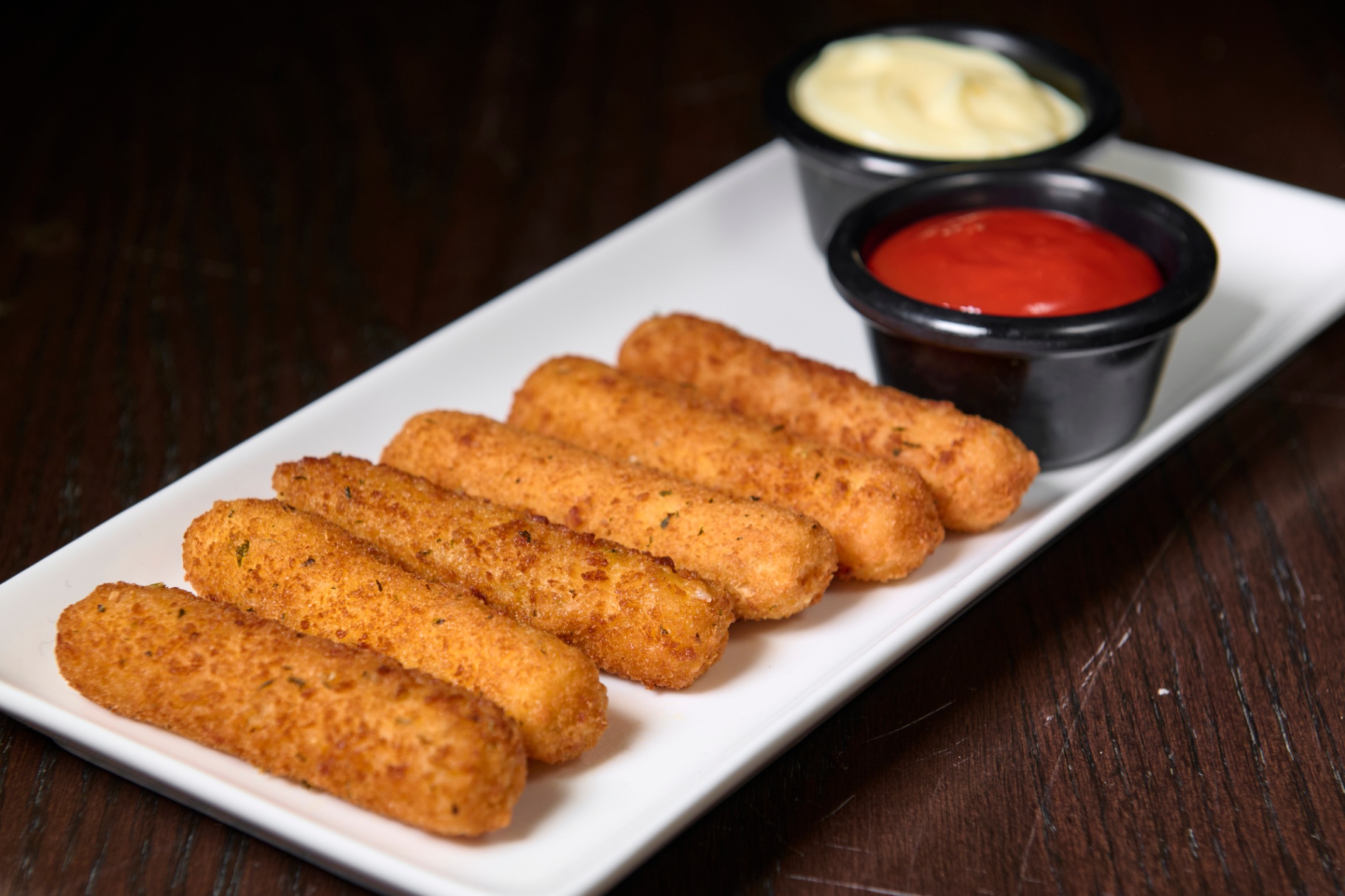 Mozzarella sticks with marinara at Platinum Mic karaoke bar Brooklyn